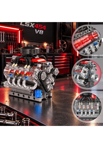 Mould King 10171 Chevrolet Lsx454 V8 Motor Yapım Seti 487 Parça