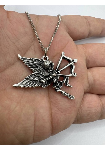 İskelet Eros Figürlü Unisex Kolye Gotik Aşk Ve Karanlık Romantizm Temalı Aksesuar Çok renkli