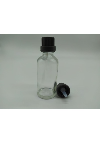 50Ml Cam Şeffaf İçten Damlalıklı Kilitli Kapak Siy...