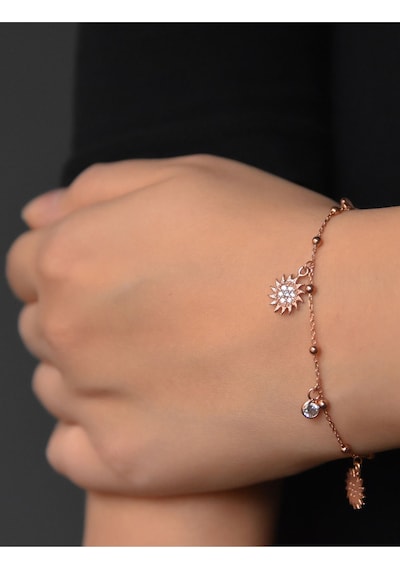 Papatya Silver 925 Ayar Gümüş Taşlı Güneş Bileklik