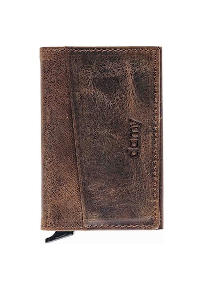 Damy Hakiki Deri Unisex Mekanizmalı Kartlık 611Cr - Koyu Taba Kahve