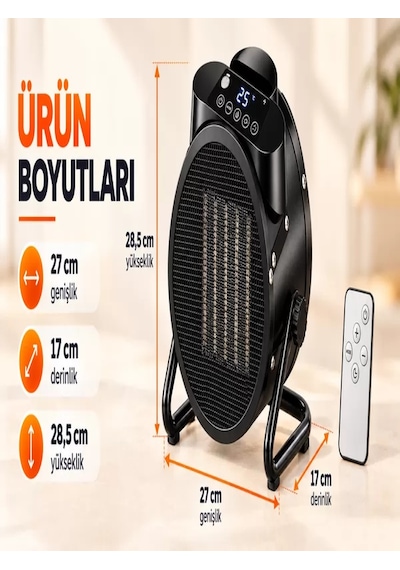 Teknovera Elektrikli Fanlı Isıtıcı 3000w Dijital Ekran Uzaktan Kumandalı