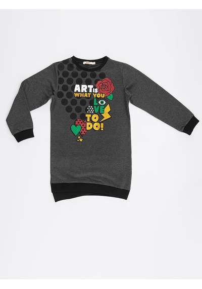 Denokids Mshb&g Art Love Kız Elbise Gri