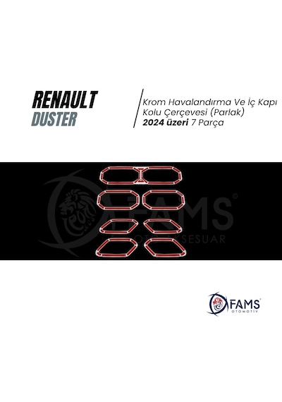Renault Duster Krom Havalandırma Ve İç Kapı Kolu Çerçevesi 2024 Üzeri 7 Prç P.çelik Parlak