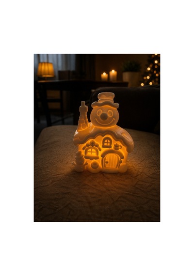 Dekoratif Tealight Led Mum Aydınlatmalı Kış Evi Beyaz