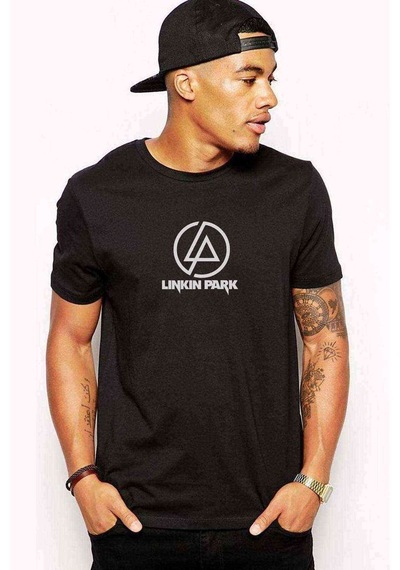 Linkin Park Logo Baskılı Siyah Erkek Tshirt (528595979)
