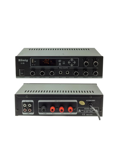 König K-80 Mini 80 W 100V/70V/4-16 OHM USB/SD/Bluetooth 2 Bölgeli Trafolu Anfi