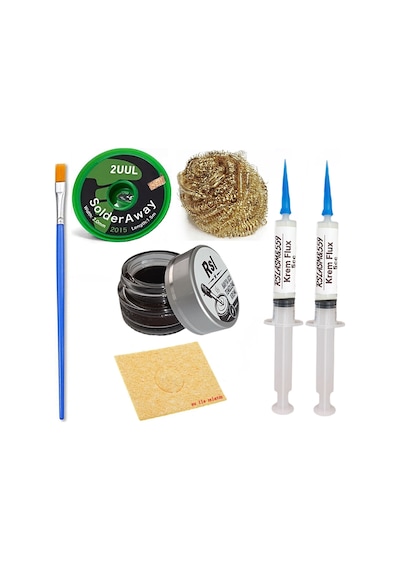 Havya Ucu Temizleme Kremi,süngeri,teli,2uul 2,0mm Lehim Emme Teli Krem Flux Yüzey Lehim Temizleme Seti12