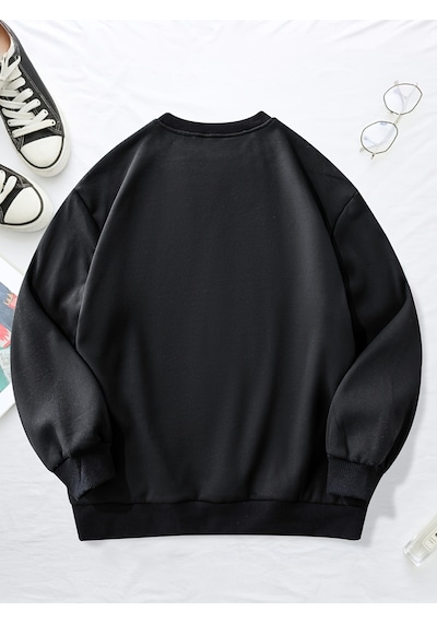 Uyguntarz Unisex Tarot Kart Baskılı Oversize Sweatshirt siyah