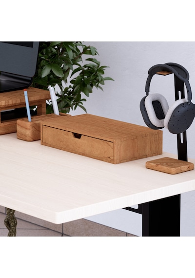 Desna Tek Katlı Tek Çekmeceli Dolap - Kiraz 34 Cm Uzunluk X 19 Cm Derinlik X 7.2 Cm Woodsaka Doğal Ahşap