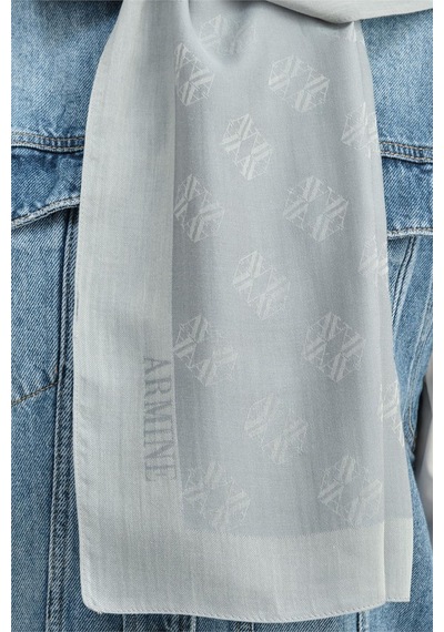 Armine Tencel İpek Minimal Monogram Desen Şal 3291 Gri