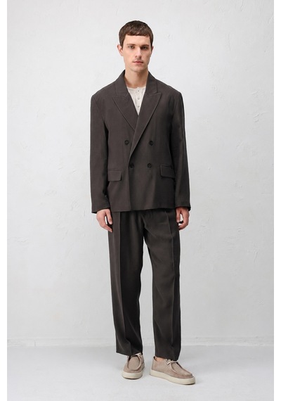 Antioch Modal Karışımlı Relaxed Fit Erkek Blazer Ceket Koyu Kahve