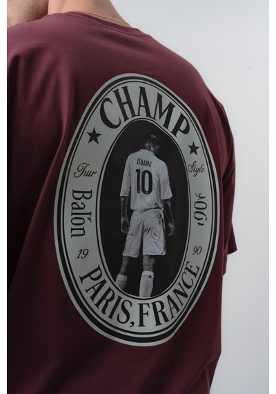 Respire Erkek Zidane Baskılı Oversize T-shirt Bordo