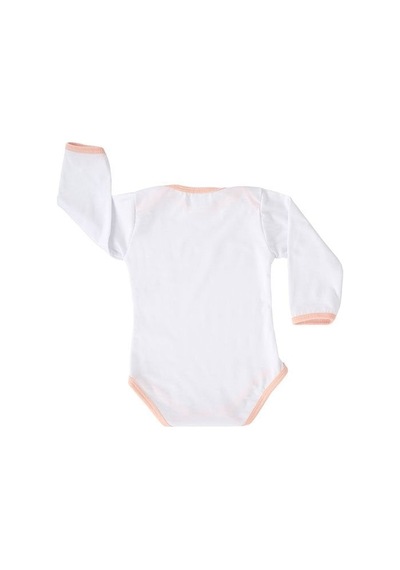 Pamuk Polyester Uzun Kollu Bebek Zıbını Kız Beyaz
