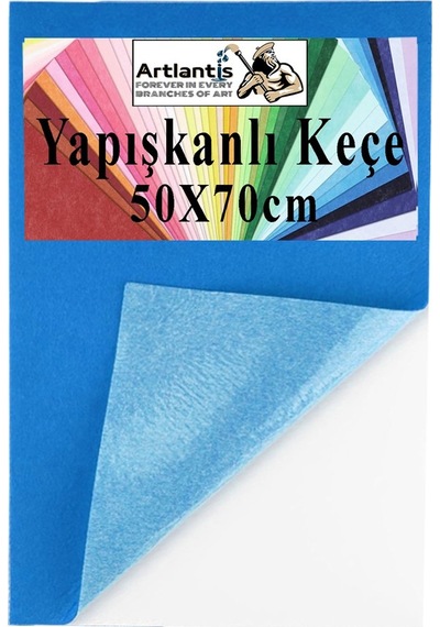 Yapışkanlı Keçe 50x70 Cm 1 Adet 2.0 Mm Kendinden Yapışkanlı Renkli Hobi Keçesi Elişi Keçe Kumaşı Anasınıfı Kreş Etkinlik Mavi
