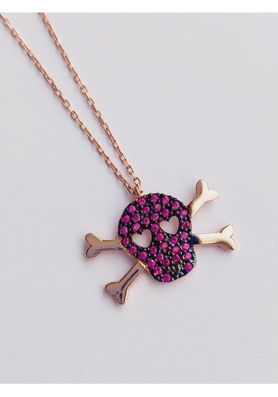 Ayar Gümüş Skull Kuru Kafa Gifürlü Zirkon Taşlı Trend Kolye Gold- Ayar Gümüş Skull Kuru Kafa Gifürlü Zirkon Taşlı Trend Kolye Gold-