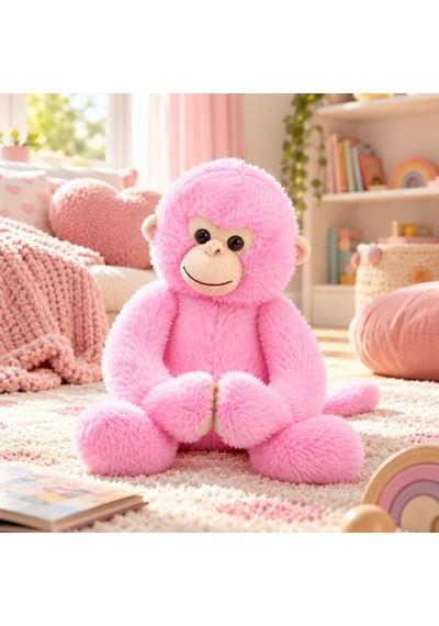 Pembe Peluş Maymun 50 Cm Çok Renkli