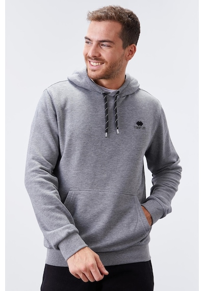 Tommy Life Gri Melanj Kanguru Cep Standart Kalıp Kapüşonlu Erkek Sweatshirt - 87872 GRİ MELANJ