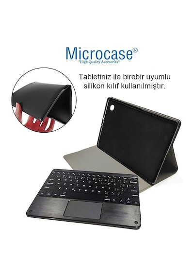Microcase Samsung Uyumlu Galaxy Tab S10 Lite Tablet İçin Bluetooth Touchpad Klavye + Standlı Kılıf - Bkk5 Tablet Kılıfı