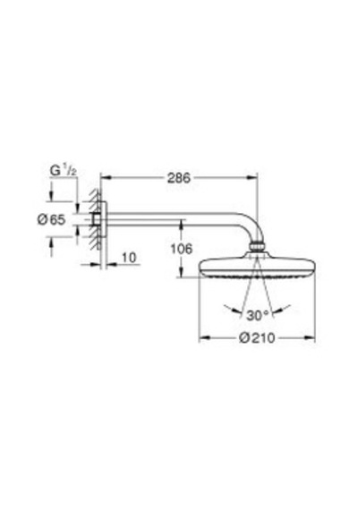 Grohe Tempesta 210 Tepe Duşu Seti 286mm 9,5l - 1022182430 Siyah