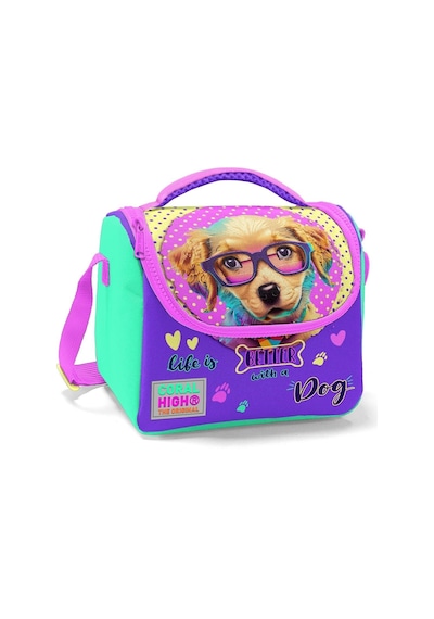 Coral High Sarı Pembe Sevimli Köpek Isı Yalıtımlı Beslenme Çantası - Kız Çocuk Çok Renkli
