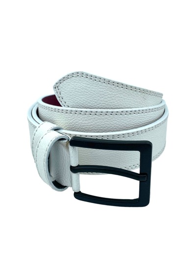Süzer Deri 4 Cm. Spor Suni Deri Dikişli Model Kemer Beyaz Beyaz