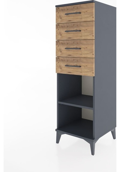 Hyperion Dolap Tek Raflı 4 Çekmeceli 44x44x134 Antrasit-çam Antrasit