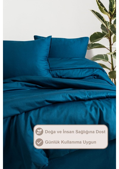 Elart Stark Nevresim Takımı Çift Kişilik %100 Pamuk Saten Biyeli 200x220 Cm Yeşil Yeşil