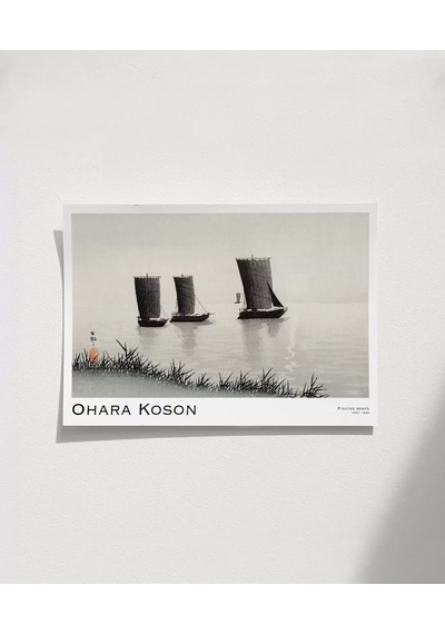 Çerçevesiz Poster Ohara Koson Balıkçı Teknesi