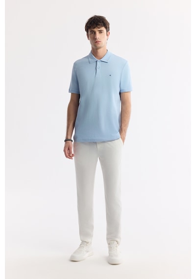 Avva Erkek Açık Mavi Kıvrılmaz Polo Yaka %100 Pamuk Basic Regular Fit T-shirt B001032