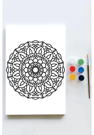 Mandala Tuval Kanvas Tablo Boyama Hobi Seti 12 50x70cm -