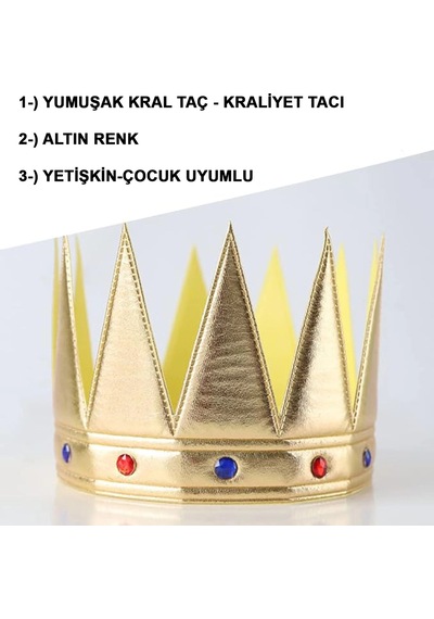 Altın Renk Eva Yumuşak Kral Kraliyet Tacı Yetişkin Çocuk Uyumlu 55 Cm Bx40 +0