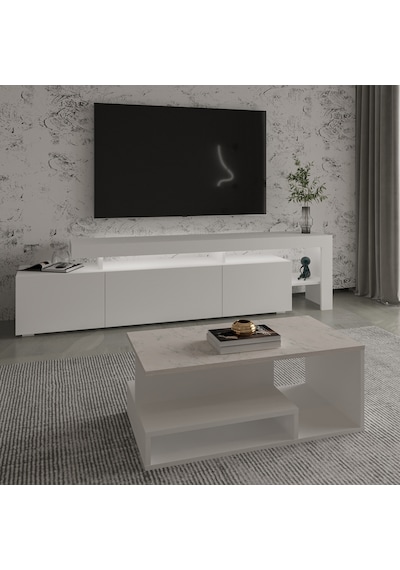 İnarch Dizayn Beliz Led Işıklı Tv Sehpası Ve Vera Orta Sehpa Set - Oturma Odası Modern Takım Beyaz Mermer İnarch Dizayn Beliz Led Işıklı Tv Sehpası Ve Vera Orta Sehpa Set - Oturma Odası Modern Takım Beyaz Mermer