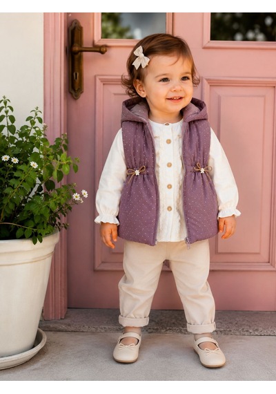 Hippıl Baby Şişme Yeleği Taşlı Gömlekli 3 Lü Kız Takım 1-4 Yaş -ba7091750 - Mor