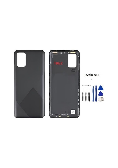 Samsung Galaxy Uyumlu A02s - Sm-a025 Full Kasa Arka Kapak Takım Siyah - Tamir Seti