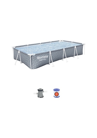 Bestway Steel Pro Dikdörtgen Prefabrik Yer Üstü Havuz Seti 3,66 M X 2,01 M X 66 Cm