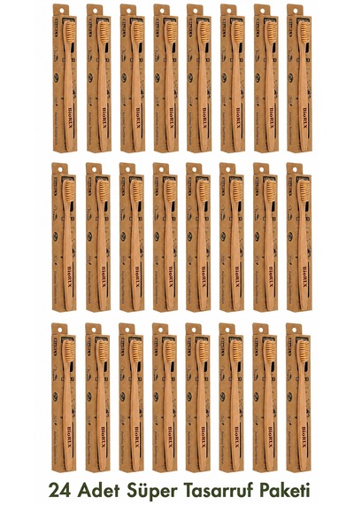 Bambu Diş Fırçası Medium 24 Adet Çevre Dostu Bpa Free - Bamboo Toothbrush