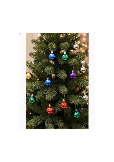 4 Cm Parlak Mix Yılbaşı Top Süs 6'lı Dekoratif Ağaç Ve Parti Süsleme Mini Renkli Set Diğer