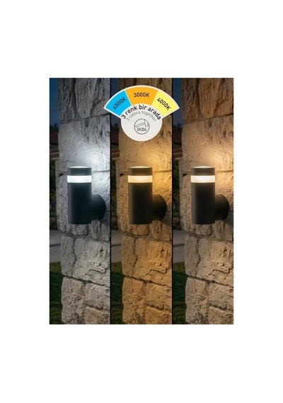 Siyah Yuvarlak Kasa 9w Renk Seçimli Led Duvar Apliği Siyah - 942744776 Siyah