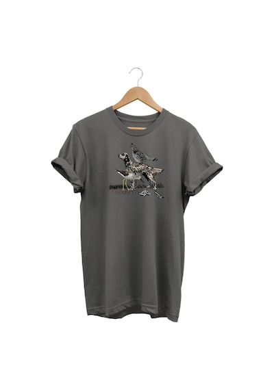 Widi Av Temalı Baskılı Gri T-shirt Anrtasit