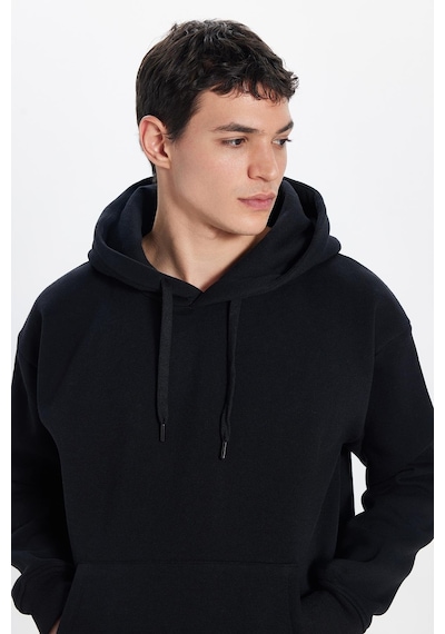Tudors Unisex Oversize Geniş Kesim Pamuklu Yumuşak Dokulu İçi Polarlı Basic Siyah Kapüşonlu Sweatshirt-29703 Sİyah Tudors Unisex Oversize Geniş Kesim Pamuklu Yumuşak Dokulu İçi Polarlı Basic Siyah Kapüşonlu Sweatshirt-29703 Sİyah