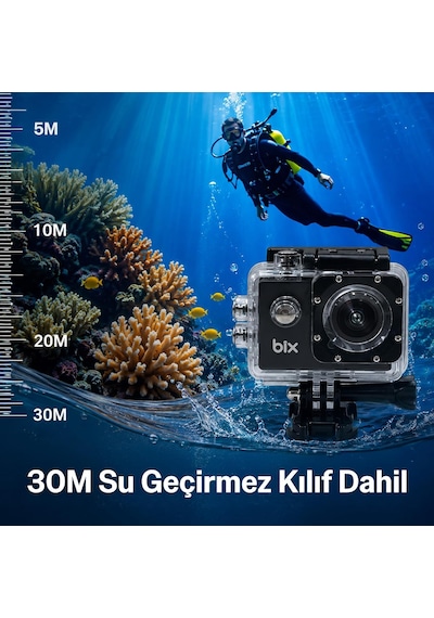 Pulse 2 Wi-fi 4k 30fps Aksiyon Kamerası 20 Mp Web Kamera Modlu 30 Metre Su Geçirmez Kılıflı Bisiklet Motosiklet Vlog Kamerası Siyah Siyah Diğer