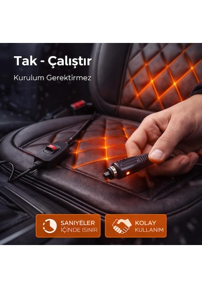Coofbe Tüm Araçlara Uyumlu 12w Araç Koltuk Isıtma Minderi 65 C Araç Koltuk Isıtmalı Koltuk Kılıfı 1