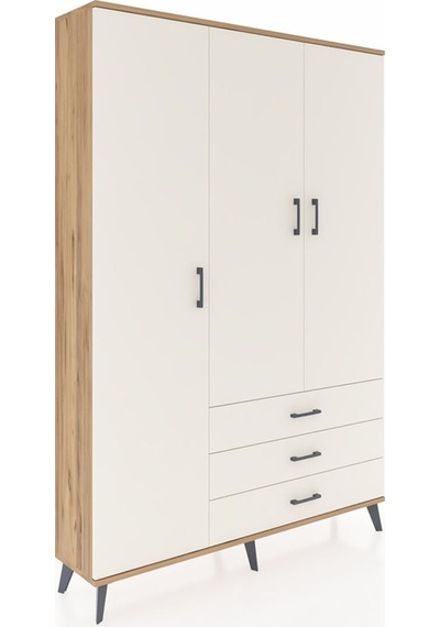 Arges Dolap 6 Raflı 3 Çekmeceli Tek Askılı 132x30x195 Çam-ayt... Çam