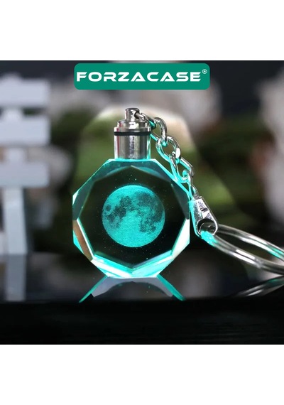3d Kristal Dolunay Tasarımlı Renkli Işıklı Anahtarlık - Fc960