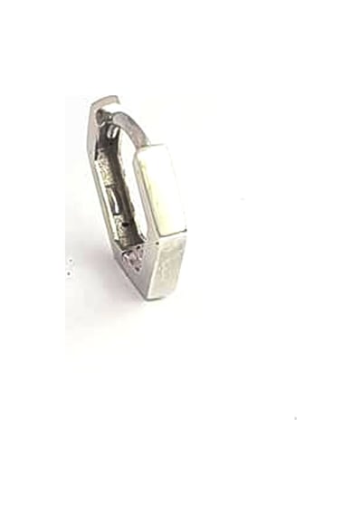 Beşgen 925 Ayar Gümüş Tasarım Tek Erkek Halka Küpe 1.2Cm