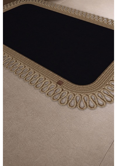 Banyo Paspası Takımı 70x110+50x70 Cm Dış Trikot Siyah & Hasır Siyah - Hasır
