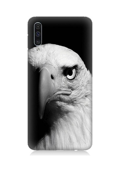 Samsung Galaxy A50 Uyumlu Siyah Beyaz Kartal Başı Desenli Silikon Kılıf