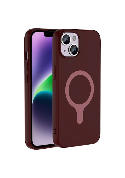 Maks Technology iPhone Uyumlu 14 Kılıf M-safe Şarj Özellikli Mkst Aris Silikon Kapak - Mürdüm