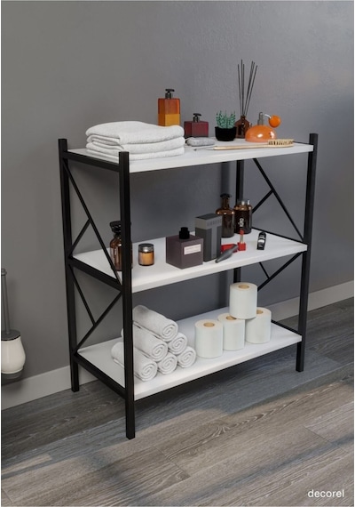Morpanya Rose Banyo Düzenleyici Banyo Dolabı Çok Amaçlı Dolap 3 Katlı Metal Mutfak Düzenleyici Beyaz